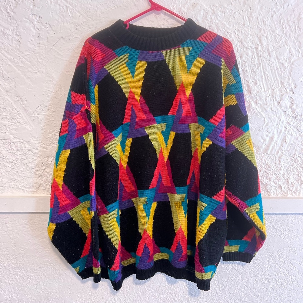 Vintage Reference Point Multicolor Coogi Style Knit Sweater